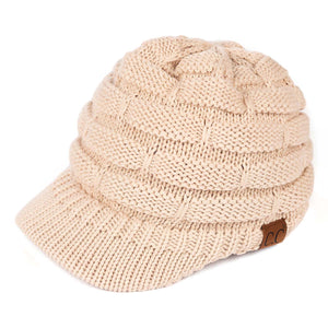 C.C. Ribbed Knit Hat with Brim