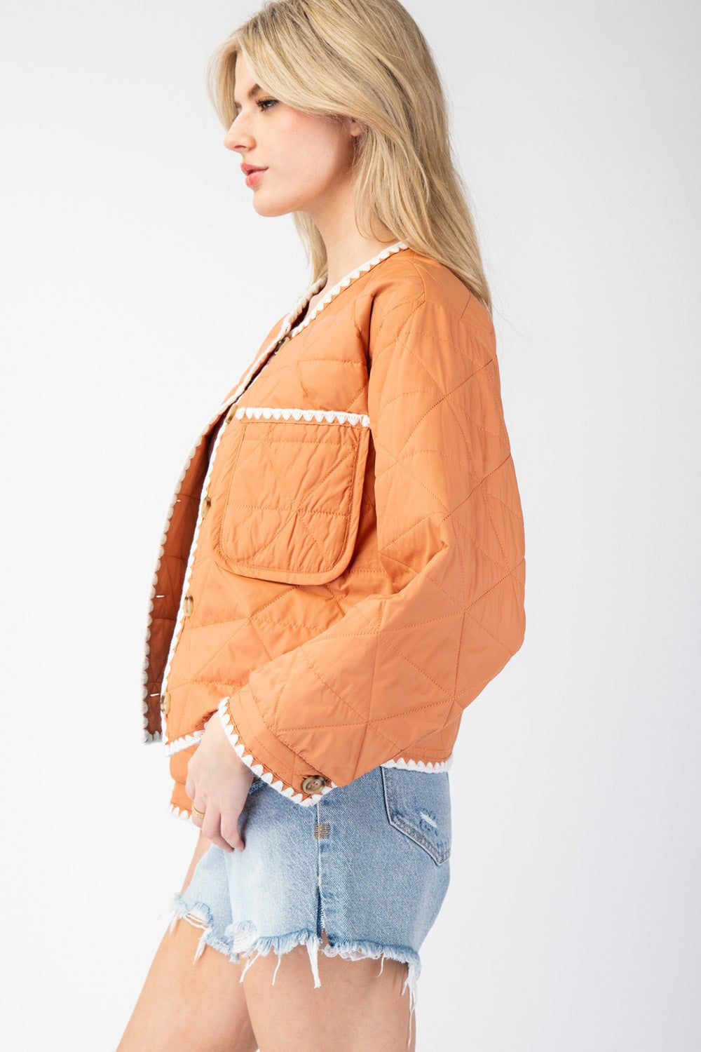 Scallop Trim Quilted Jacket
