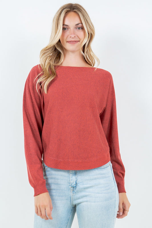 The Adele Sweater in Heather Red Rust