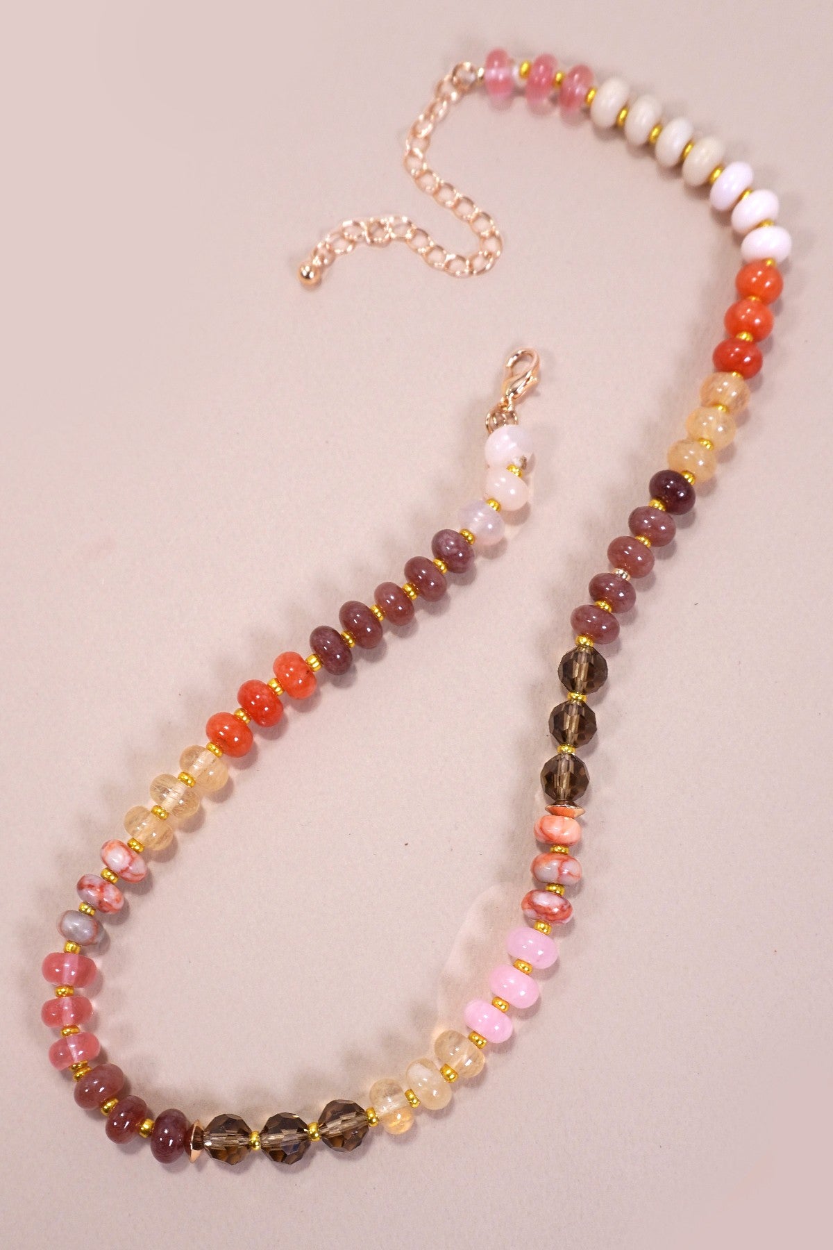 Natural Agate Glass Semi Precious Bead Necklace
