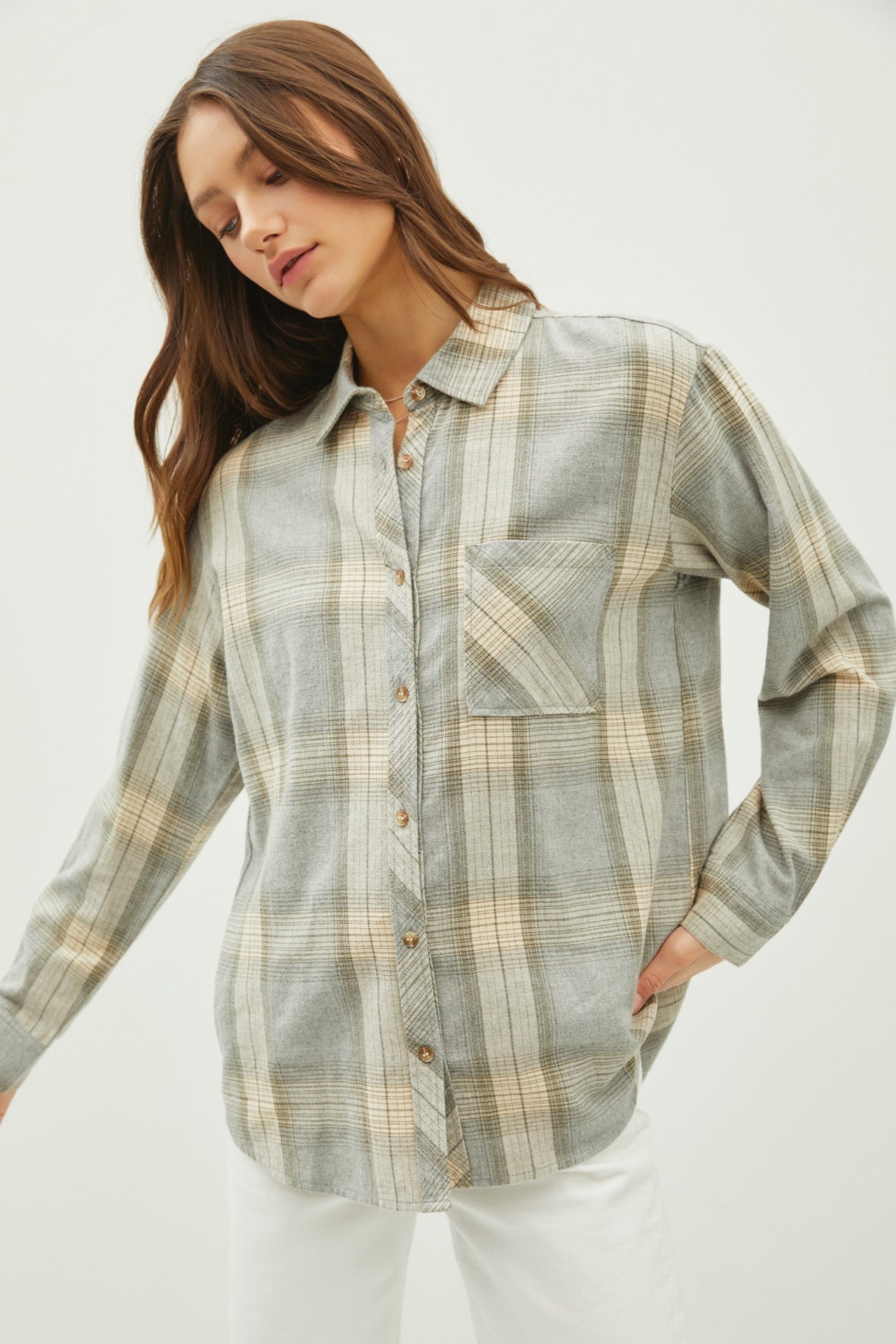 Plaid Oversized Button Up Shirt