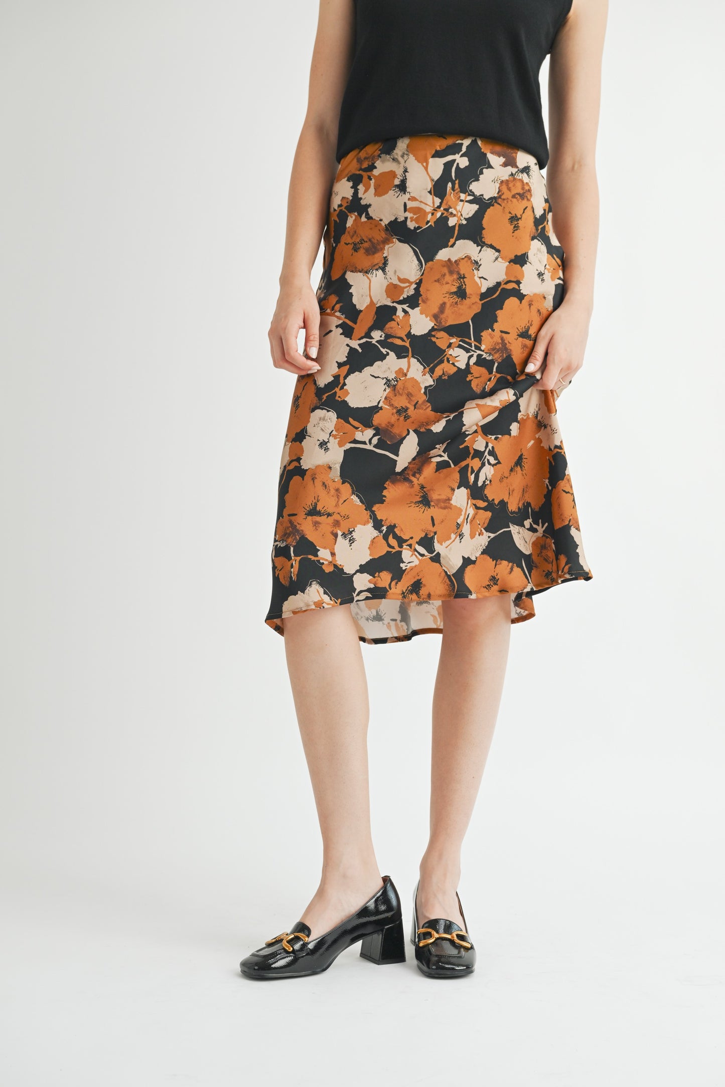 Large Flower Print Skirt