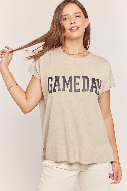 Gameday Printed Short Sleeve Sweater