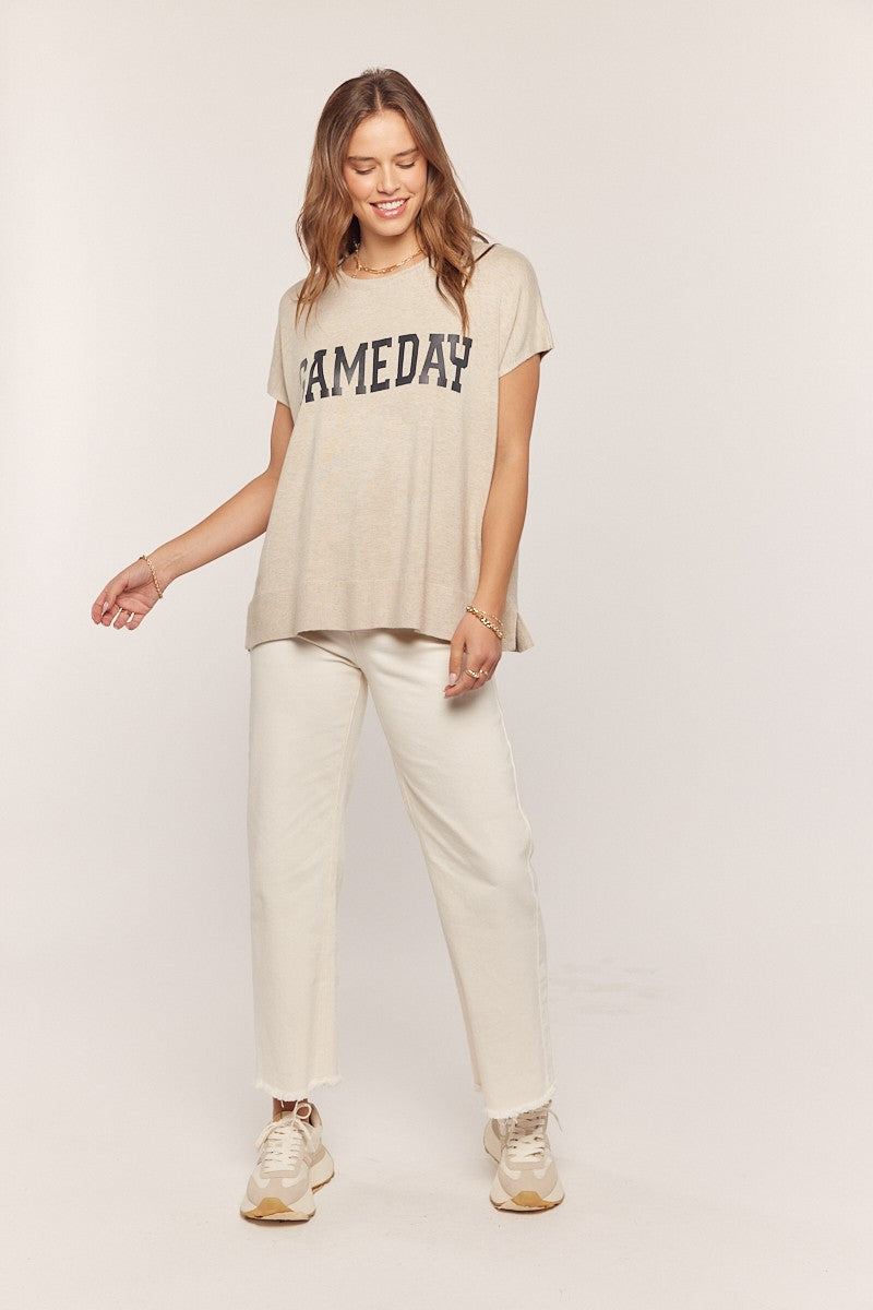 Gameday Printed Short Sleeve Sweater