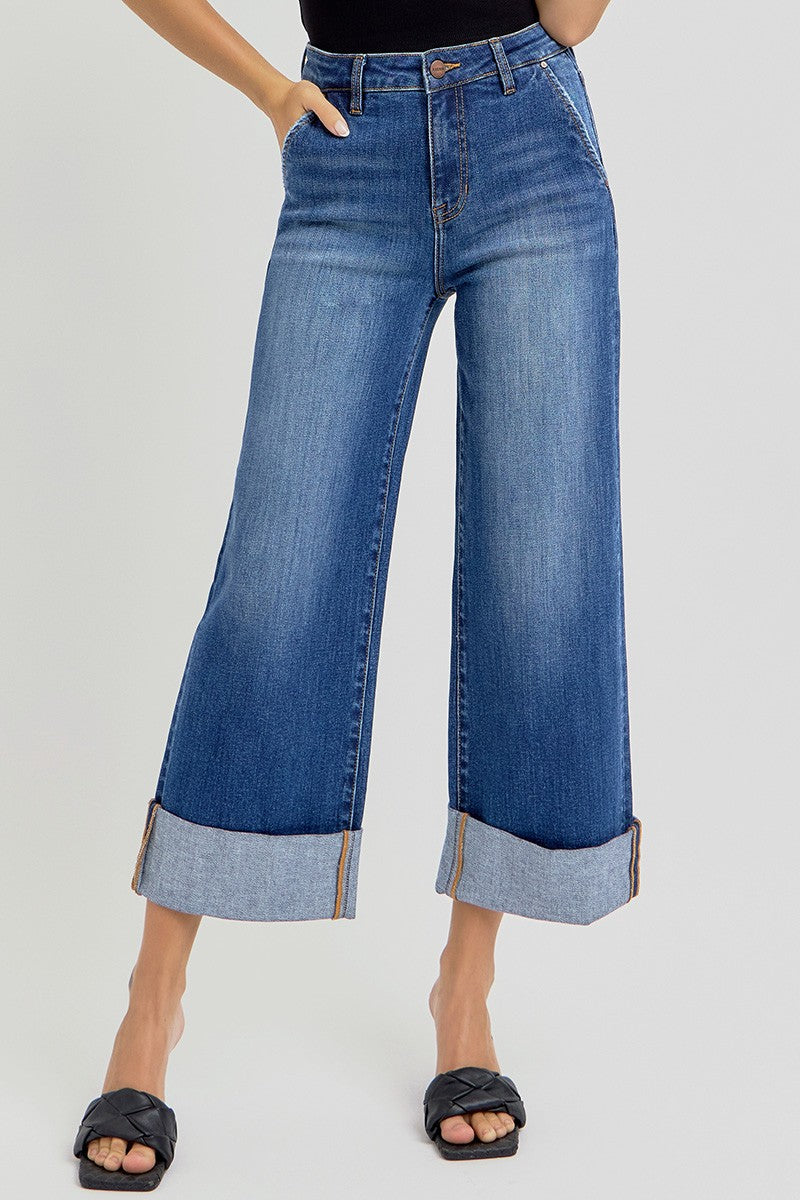 High-Rise Ankle Cuffed Jeans