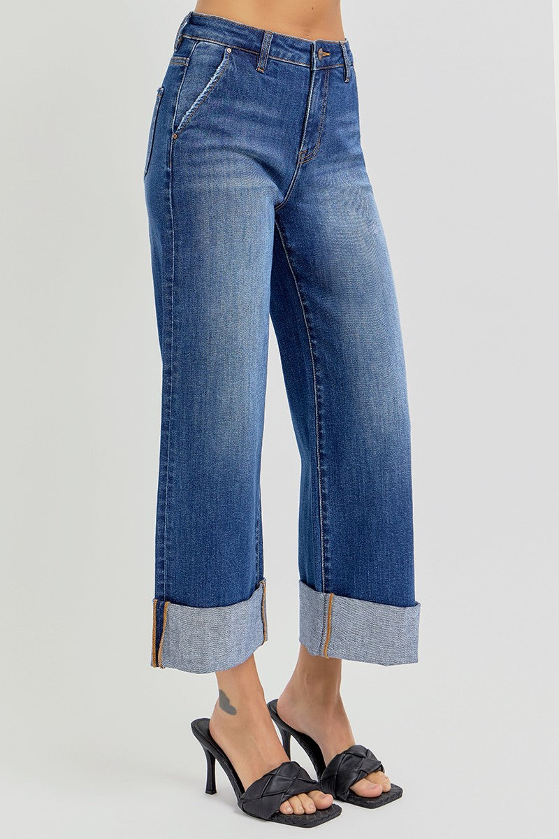 High-Rise Ankle Cuffed Jeans