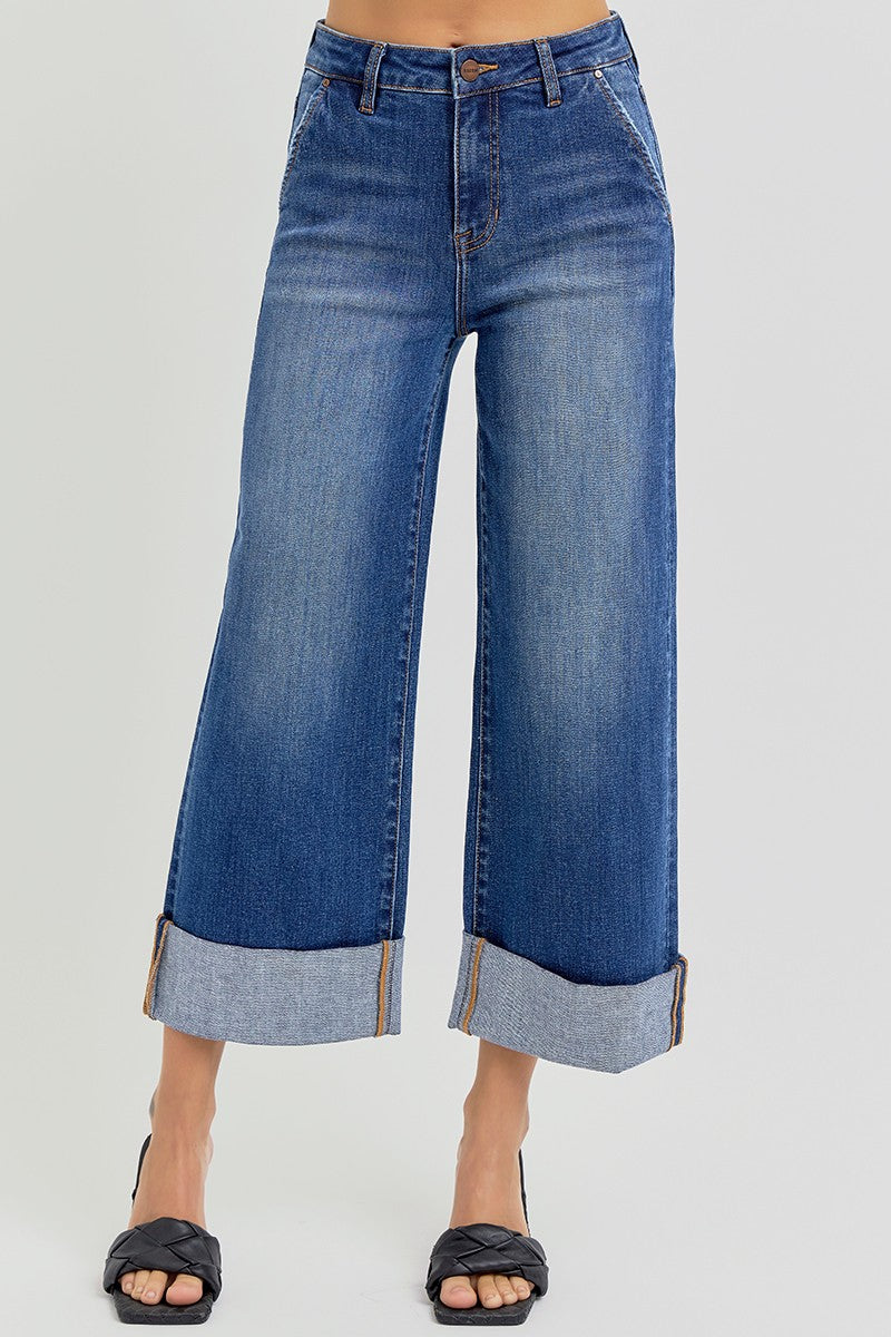 High-Rise Ankle Cuffed Jeans