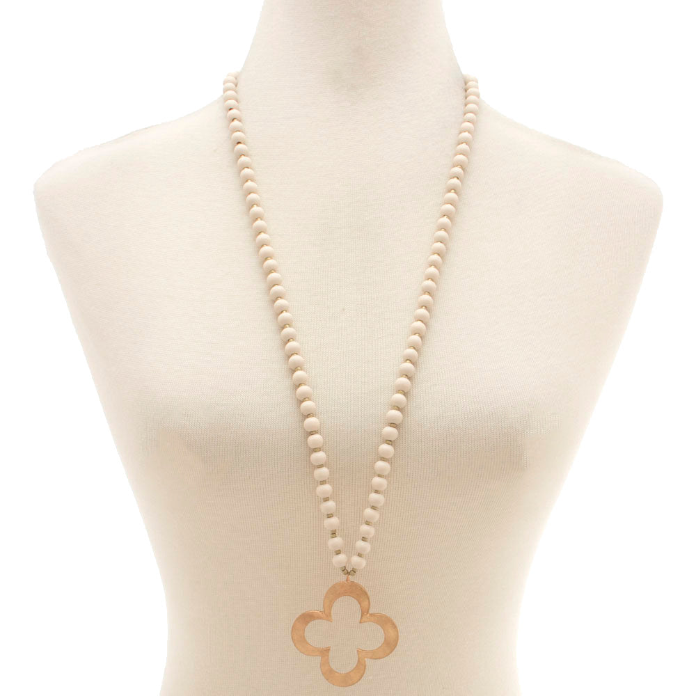 Clover Pendant Beaded Necklace