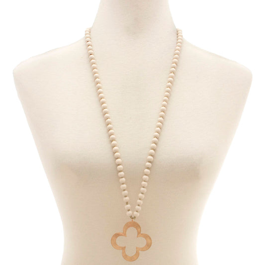 Clover Pendant Beaded Necklace