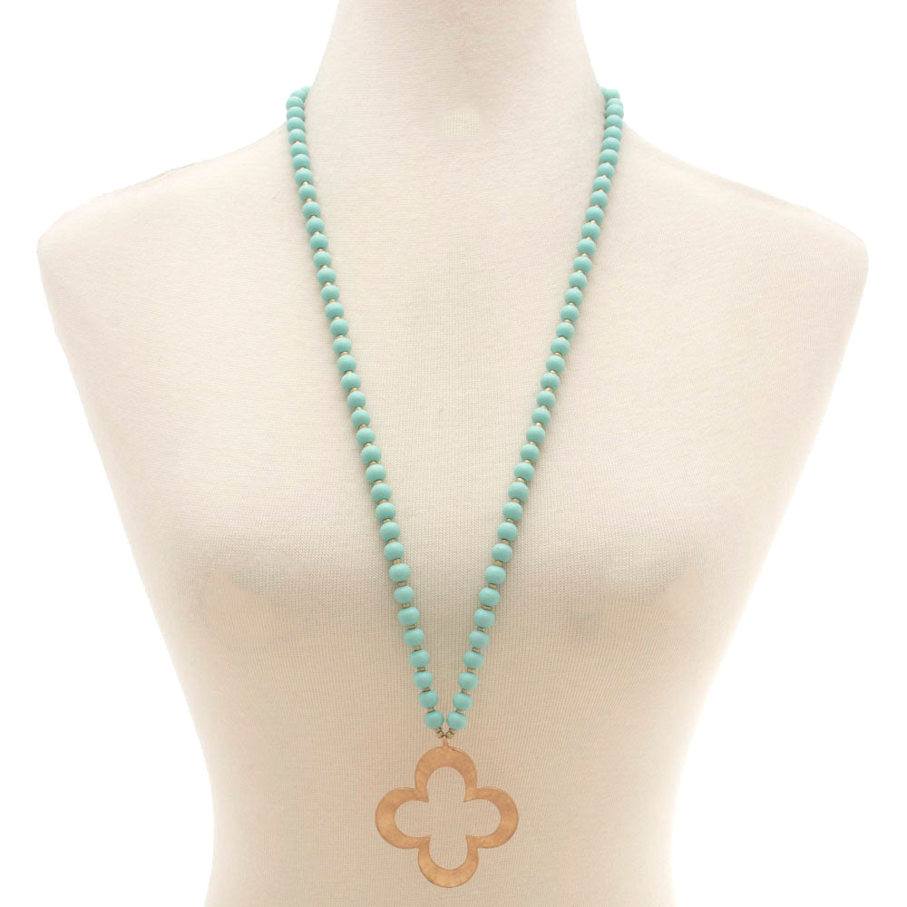 Clover Pendant Beaded Necklace