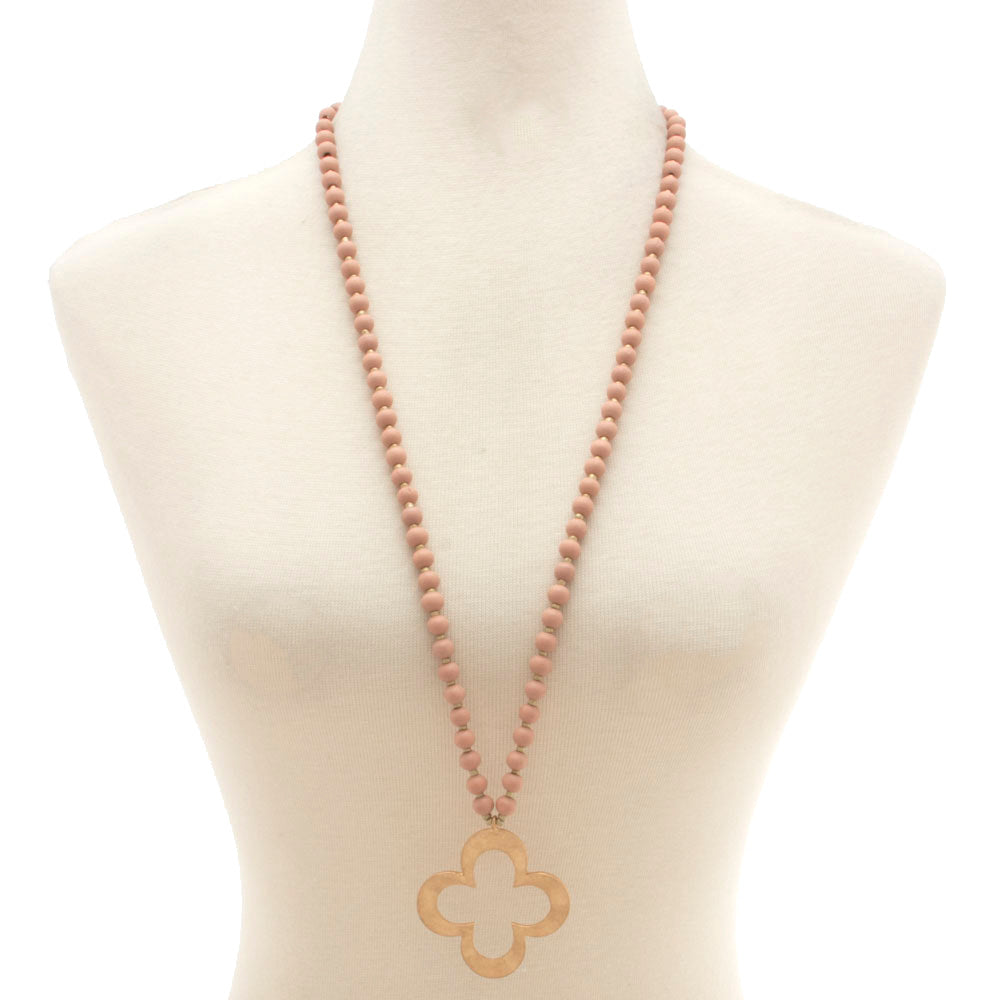 Clover Pendant Beaded Necklace