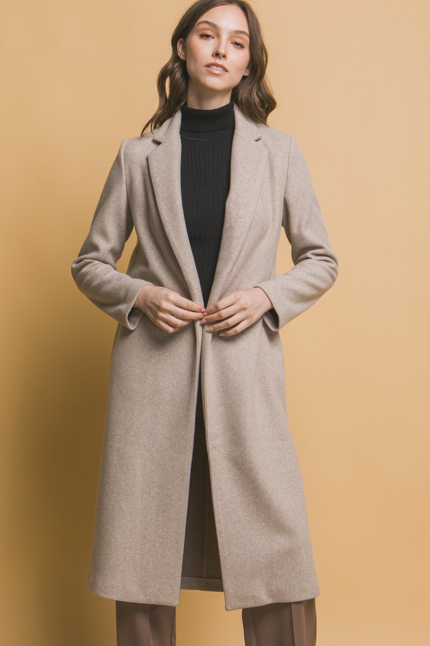 JQ Fleece Longline Coat in Oatmeal