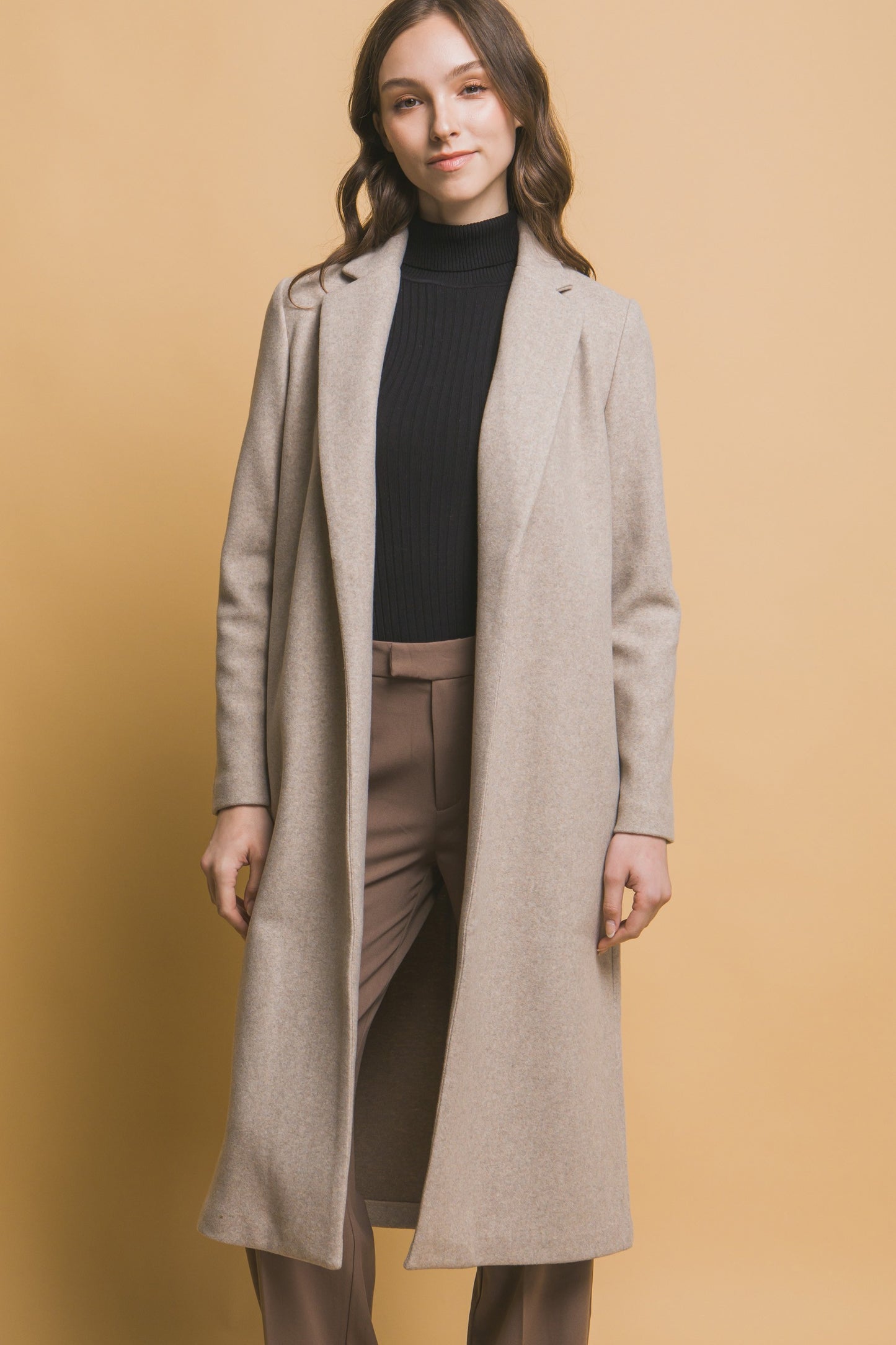 JQ Fleece Longline Coat in Oatmeal