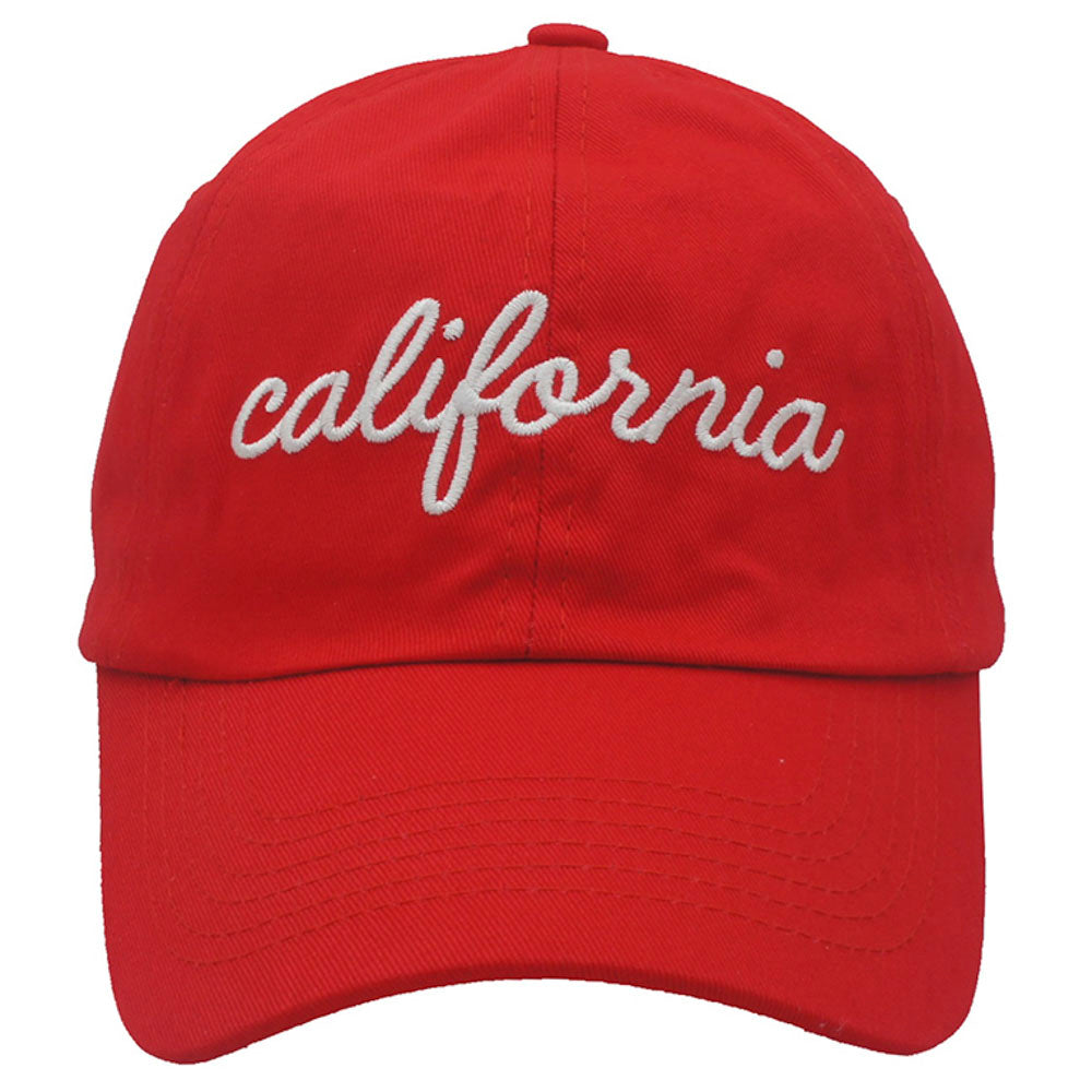 California Script  Baseball Cap in Red