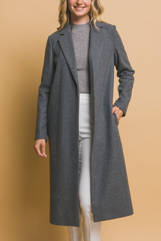 JQ Fleece Longline Coat in Grey