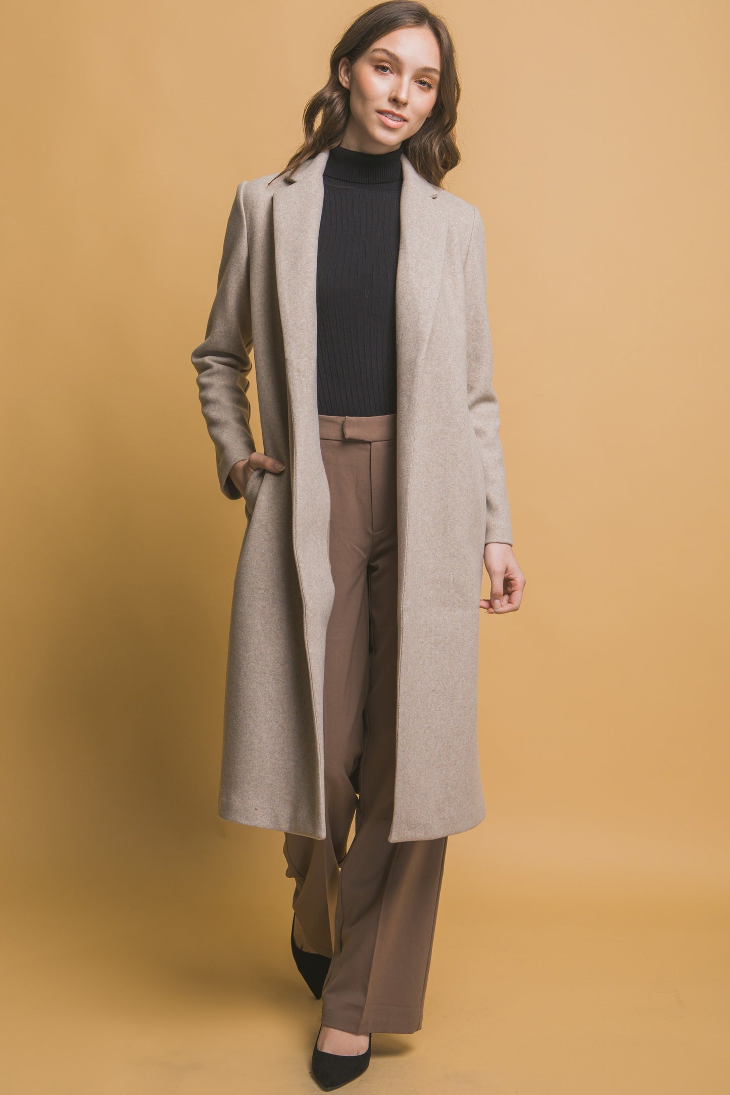 JQ Fleece Longline Coat in Oatmeal