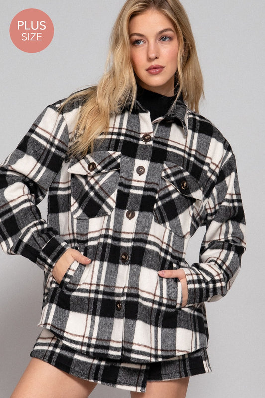 Curvy Plaid Jacket in Black