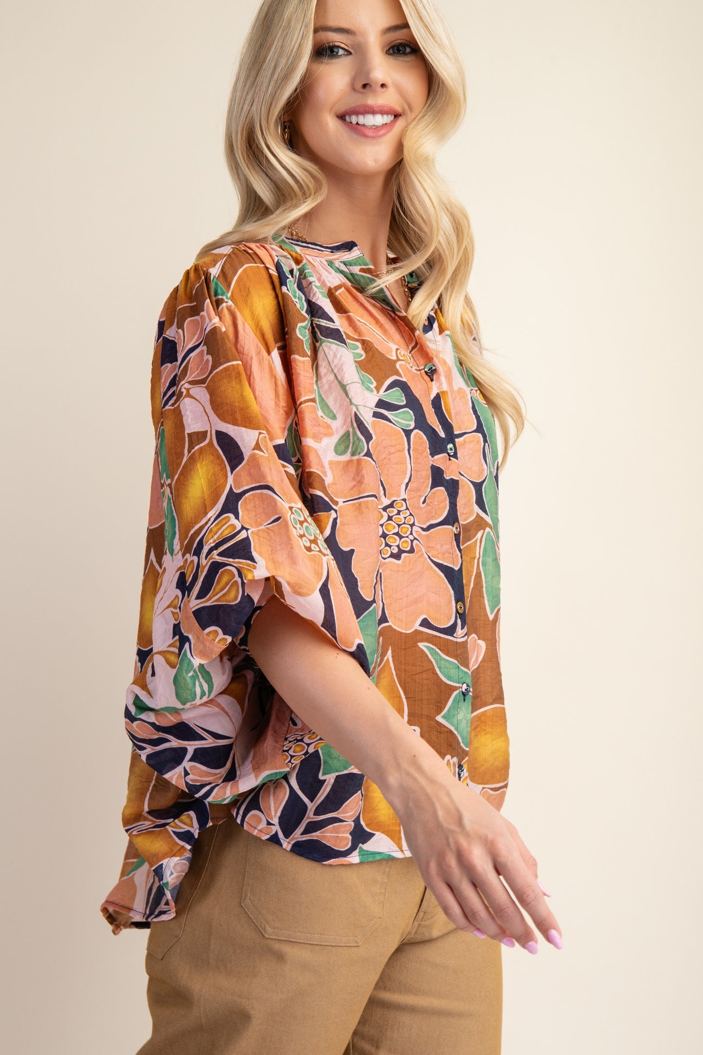 Batwing Floral Blouse