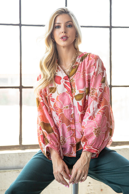 Batwing Floral Blouse