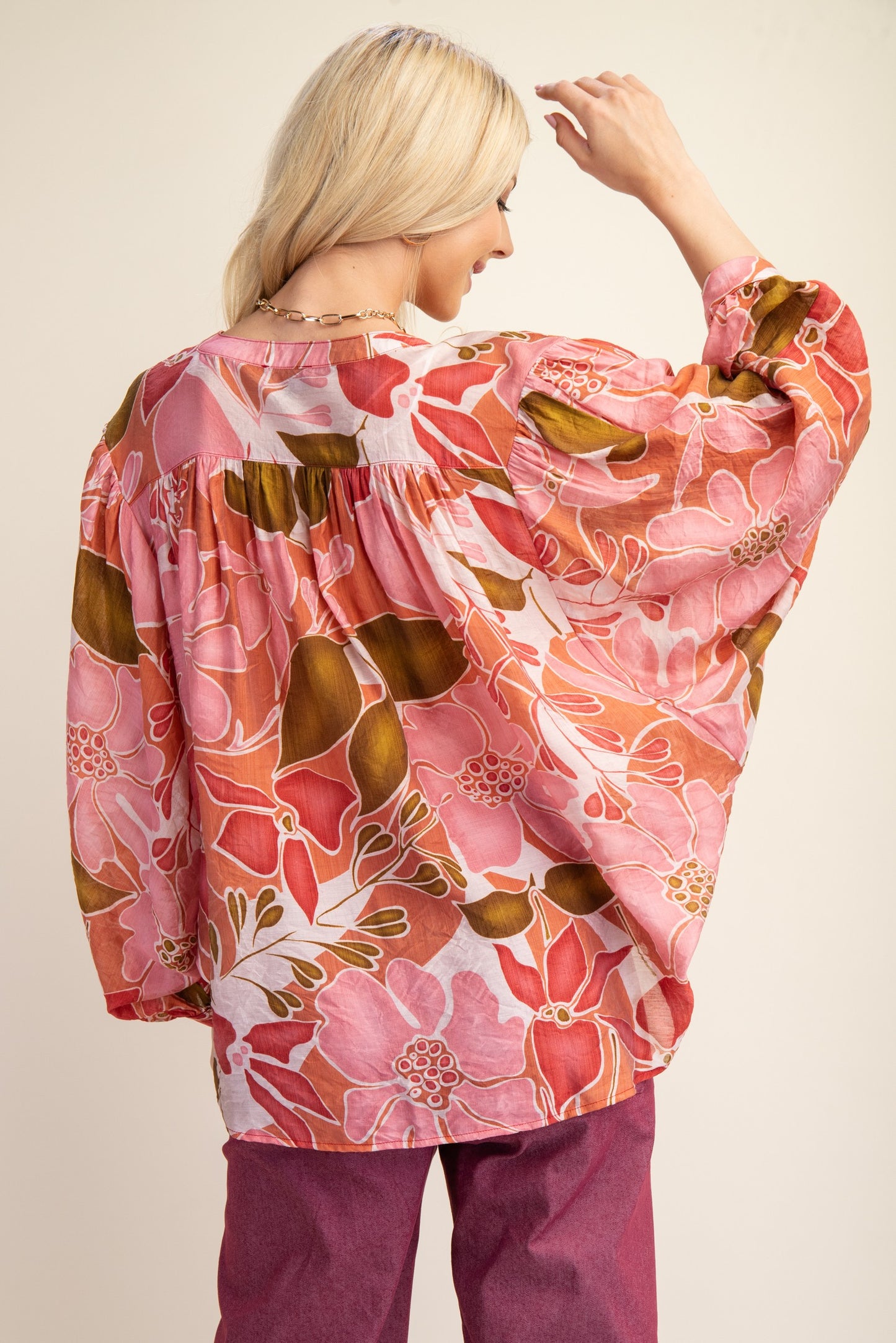 Batwing Floral Blouse