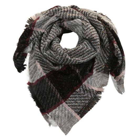 Plaid Frayed Edge Scarf