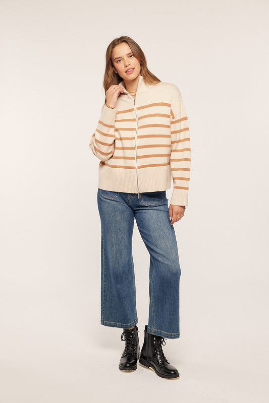 Stripe Zip Up Sweater