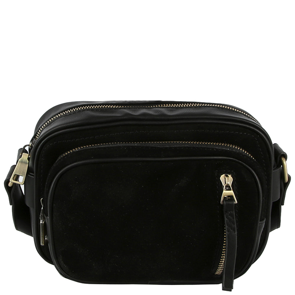 Genuine Leather Crossbody Bag in Black