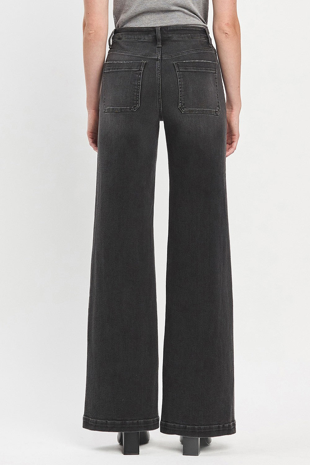 High Rise Wide Trouser Jeans in Faded Black