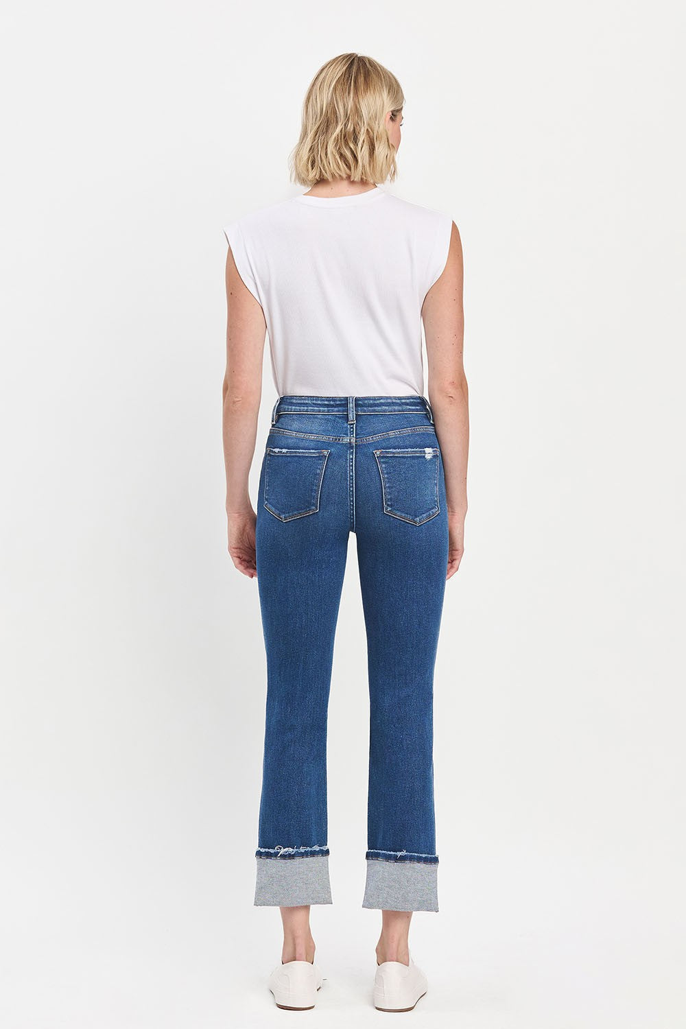 High Rise Cuff Slim Jeans