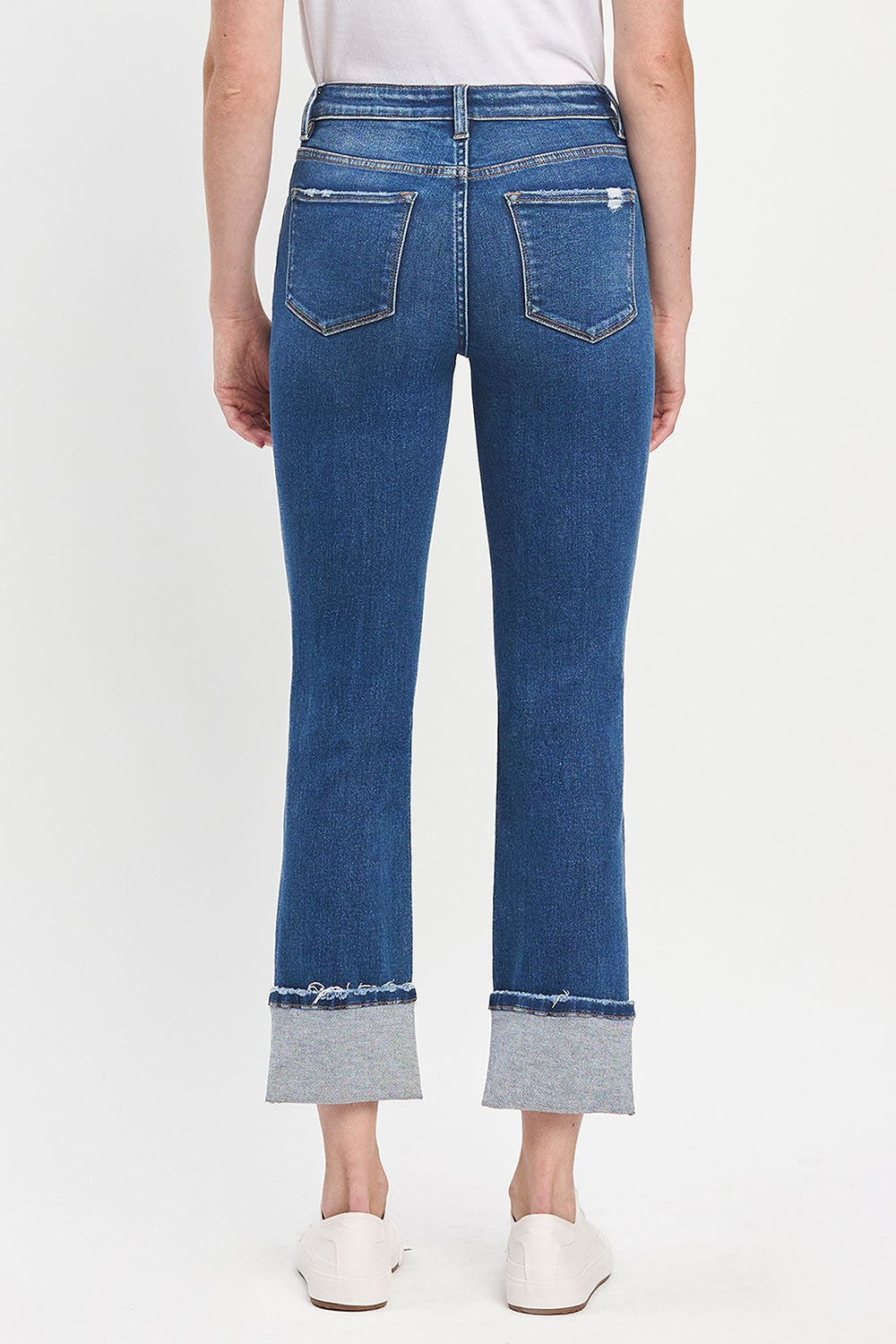 High Rise Cuff Slim Jeans