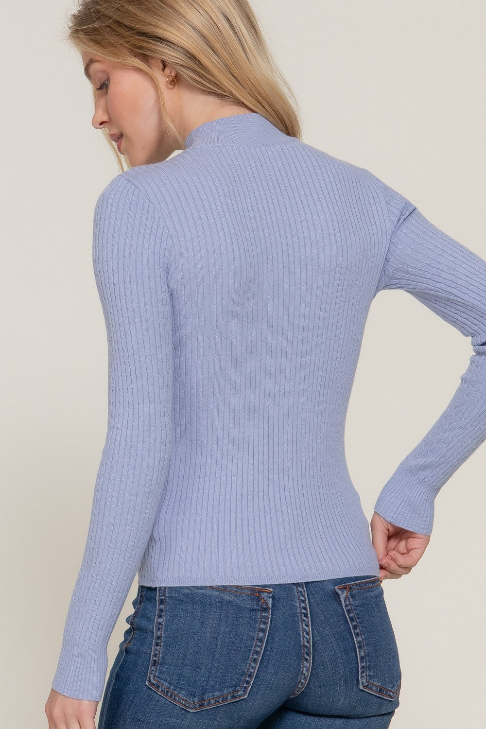 Mock Neck Rib Sweater