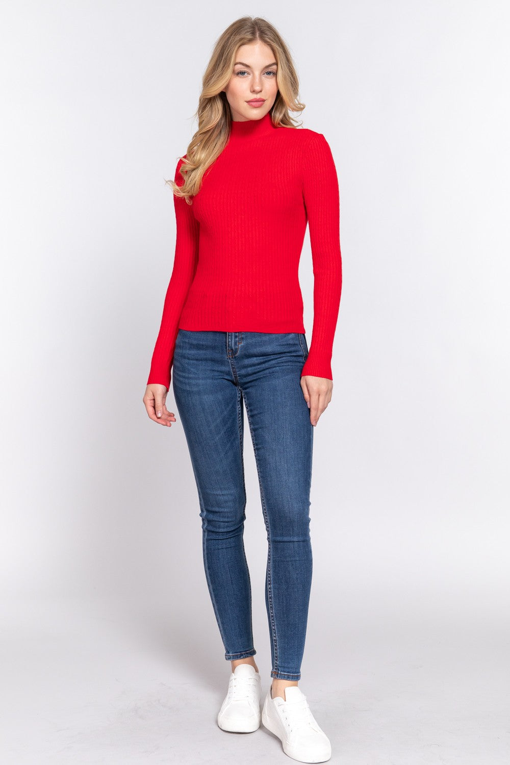 Mock Neck Rib Sweater