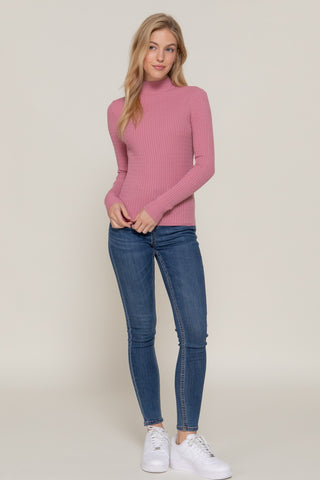 Mock Neck Rib Sweater