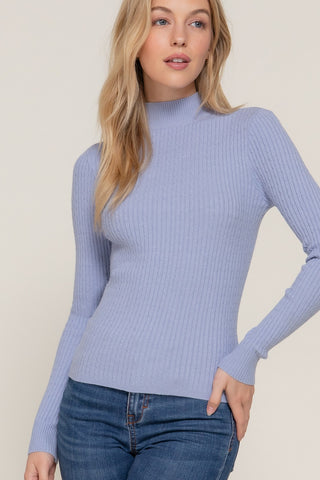 Mock Neck Rib Sweater