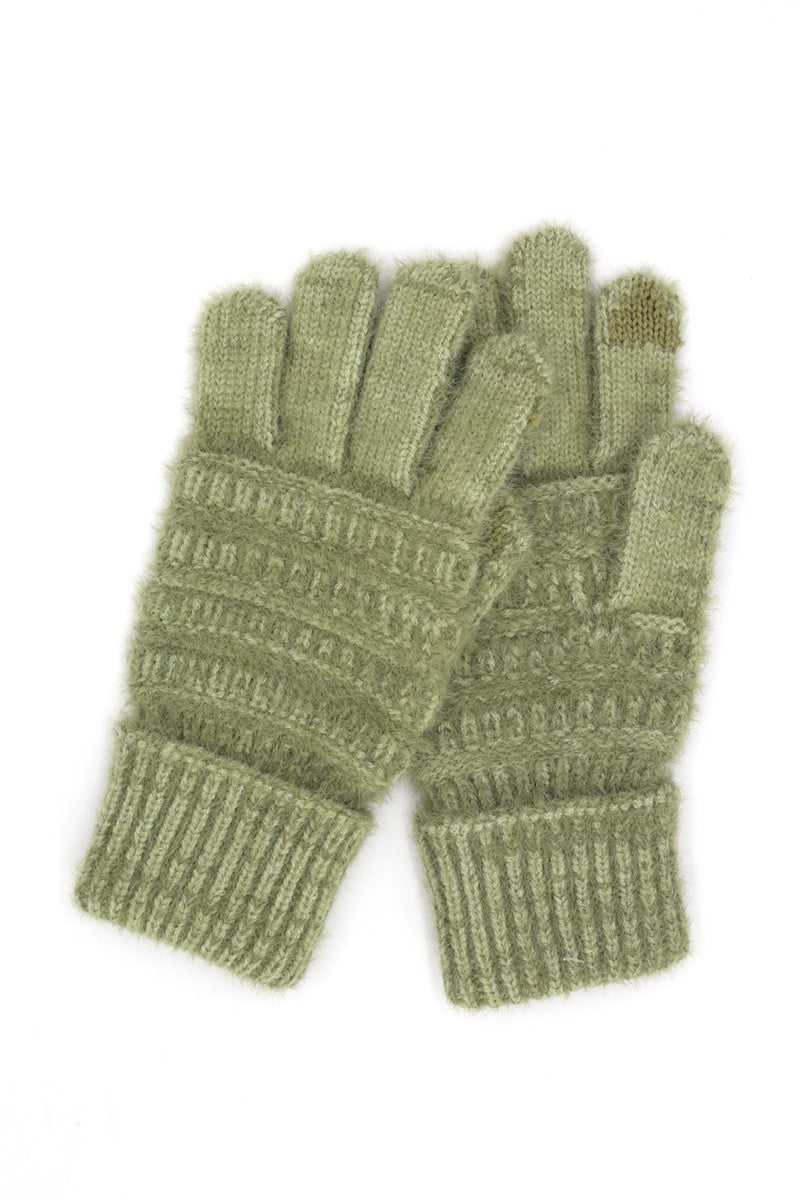 Fuzzy Cable Knit Smart Touch Glove Collection