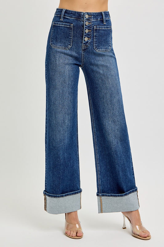 High Rise Ankle Cuffed Jeans