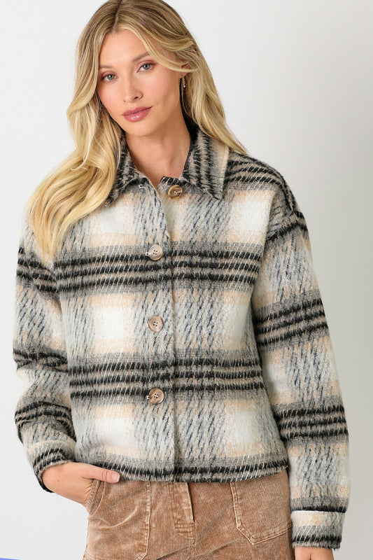 Rylie Plaid Jacket in Black/Taupe