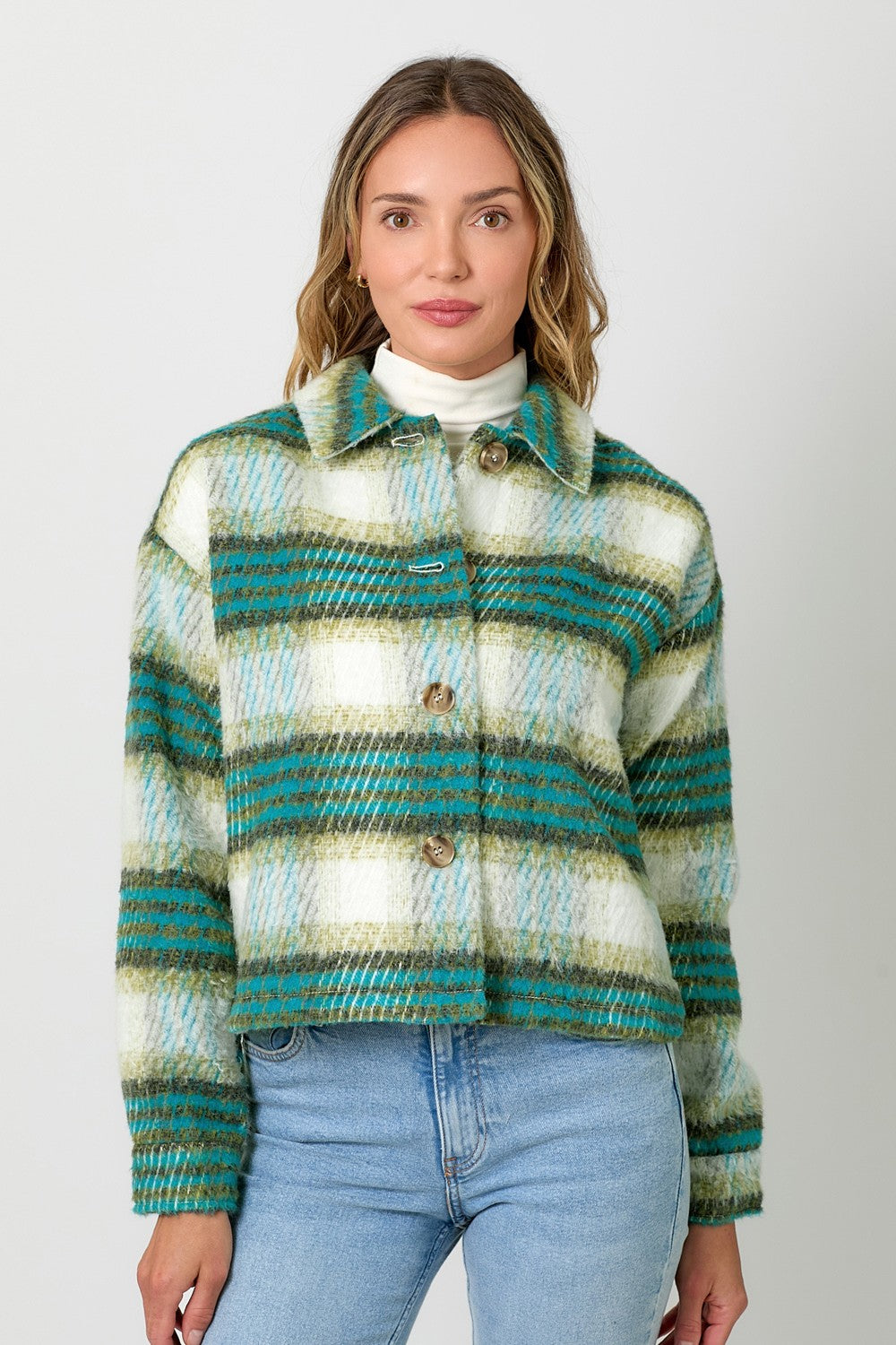 Rylie Plaid Jacket in Green Tea Mix