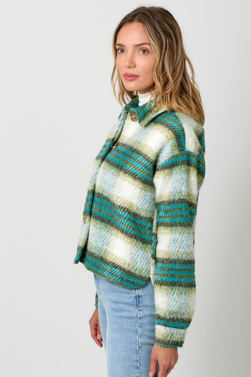 Rylie Plaid Jacket in Green Tea Mix