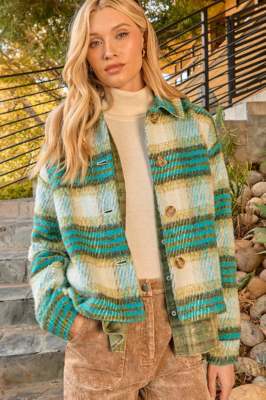 Rylie Plaid Jacket in Green Tea Mix