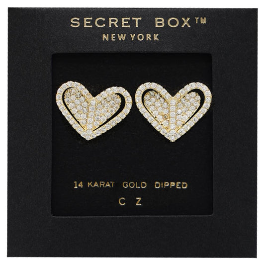 14K Gold Dipped Heart CZ Earrings