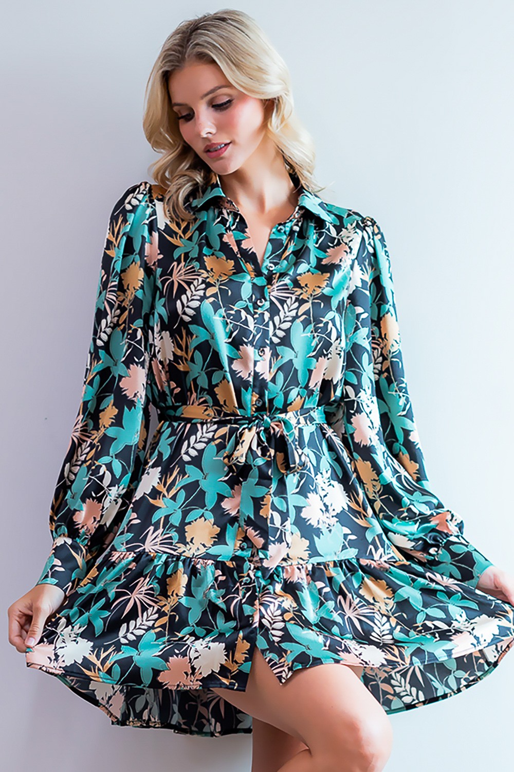 Floral Belted Mini Dress