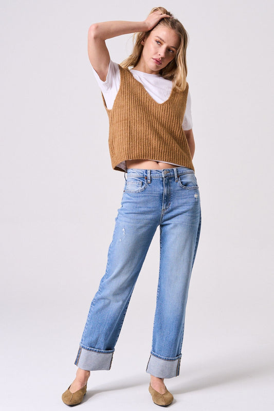 High Rise Cuff Jeans