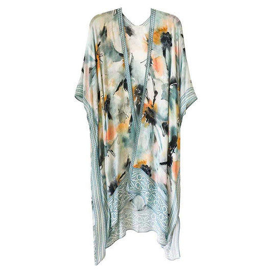 Abstract Print Kimono in Blue