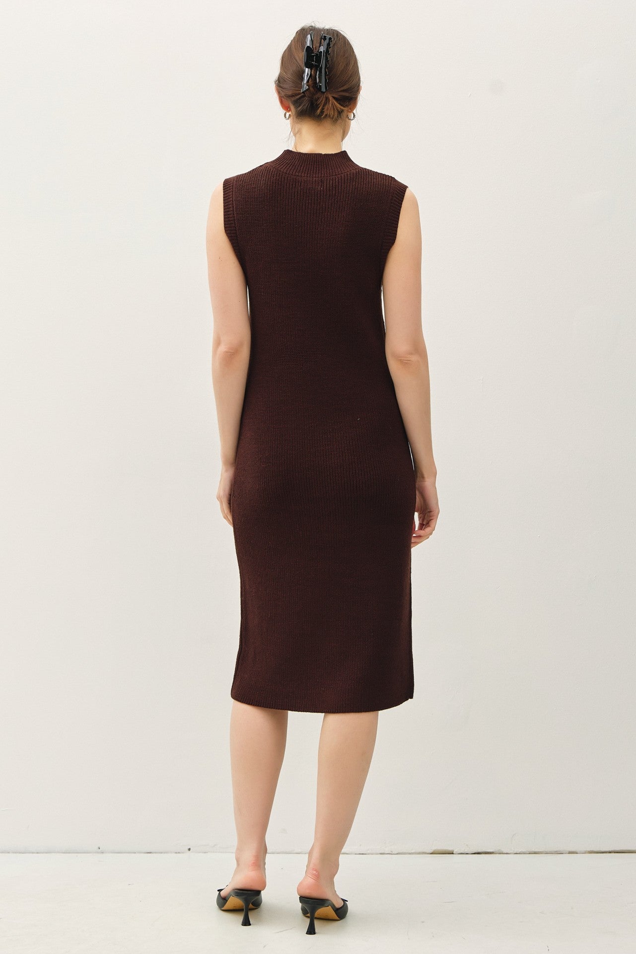 Sleeveless Mock Neck Sweater Dress