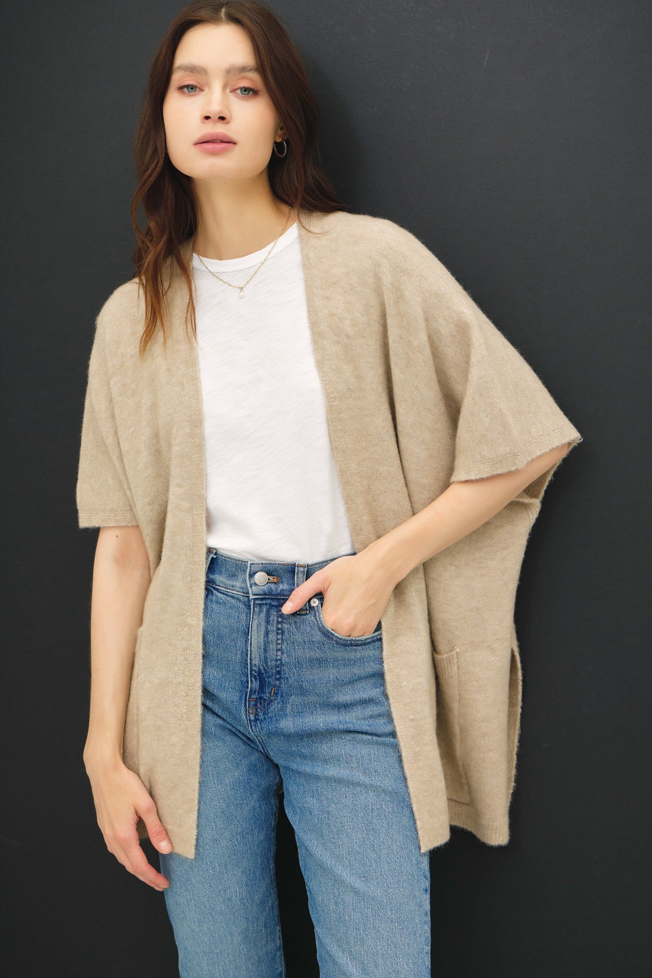 Oversize Short Sleeve Cardigan