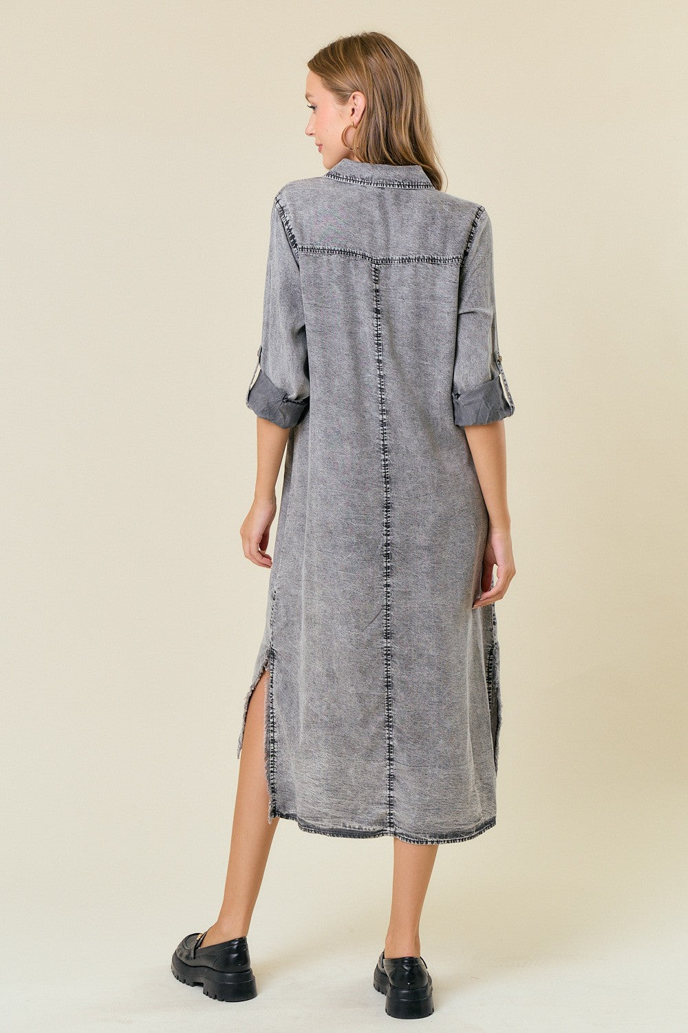 Tencel Shirt Dress in Ash