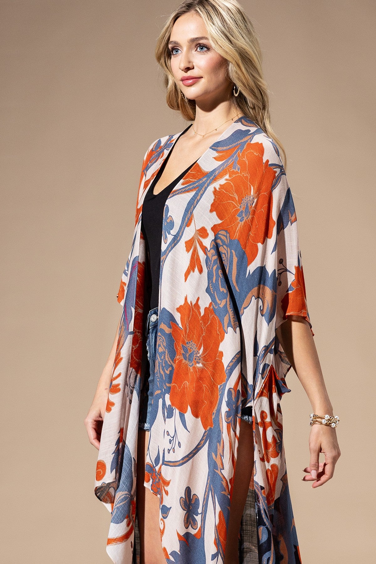 Flower Print Kimono