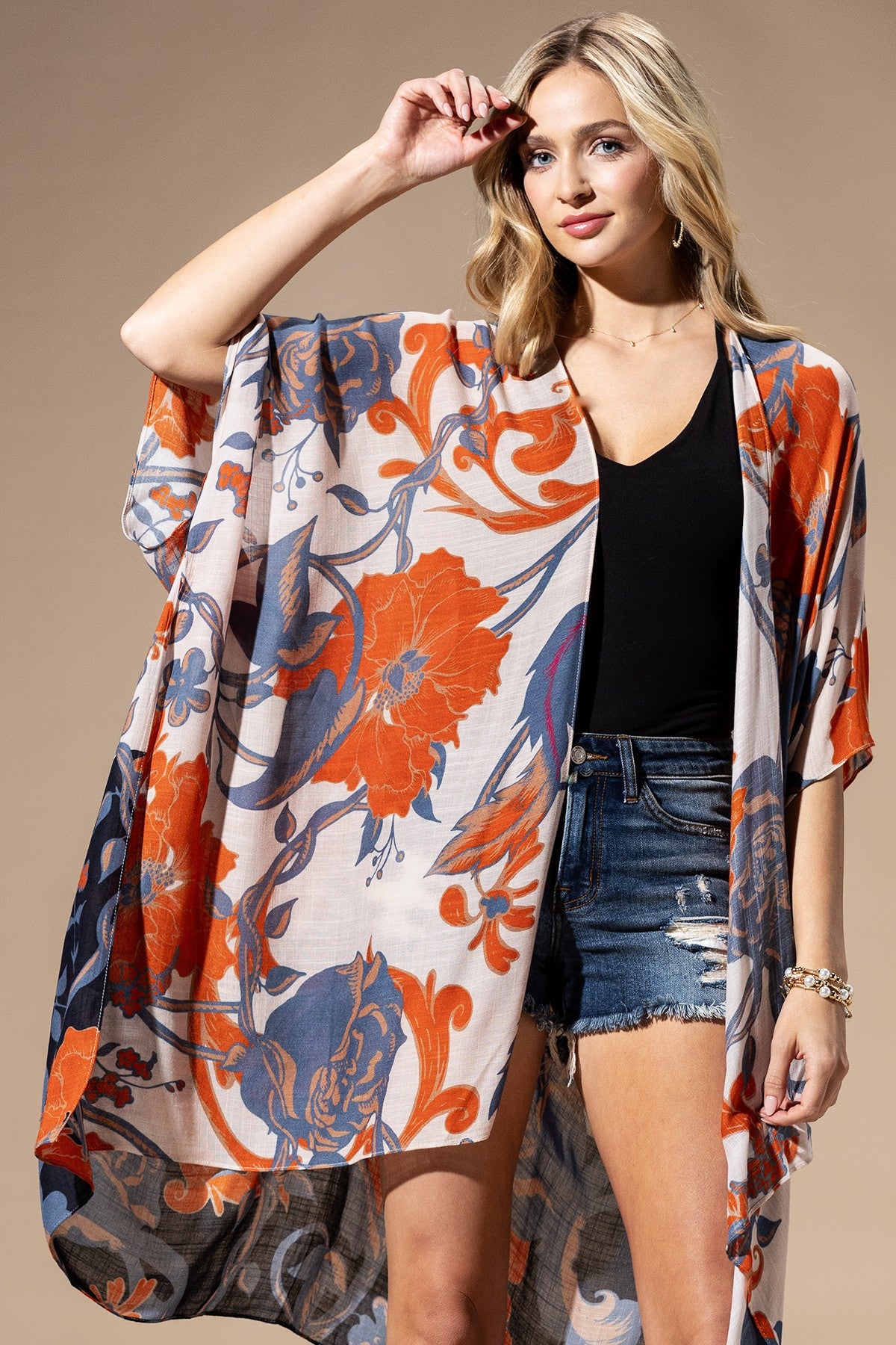 Flower Print Kimono