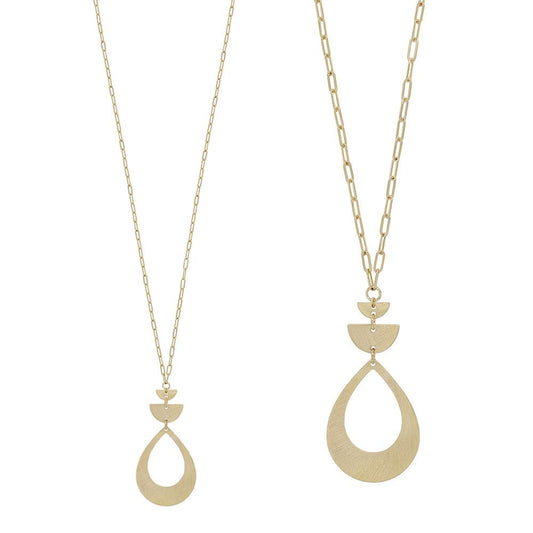 Geo Shape Accent Teardrop Necklace